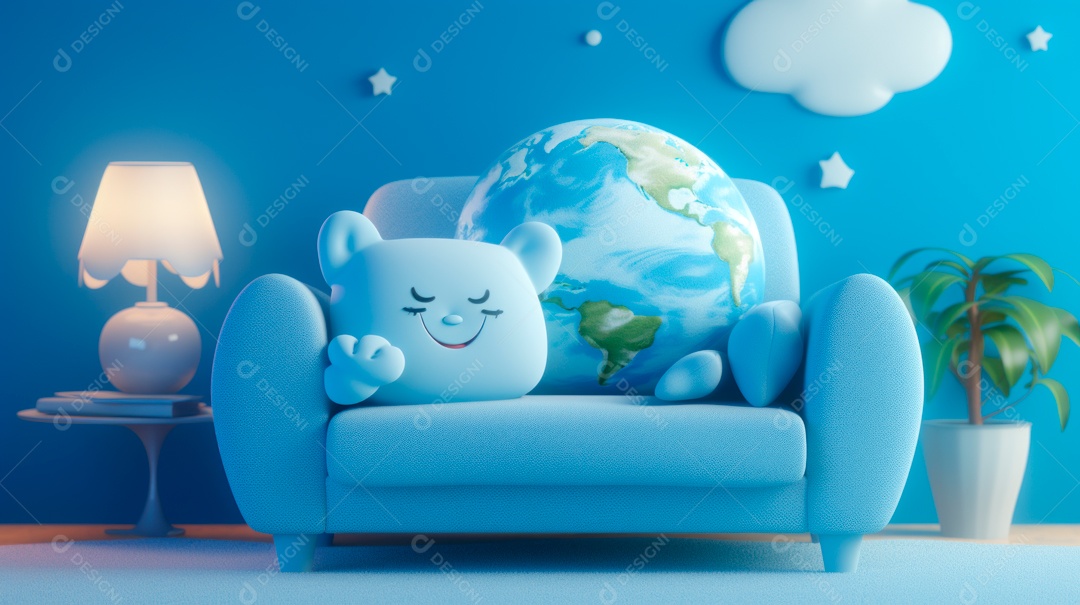 Desenho infantil Dia Mundial do Sono, 15 de março IA generativa.