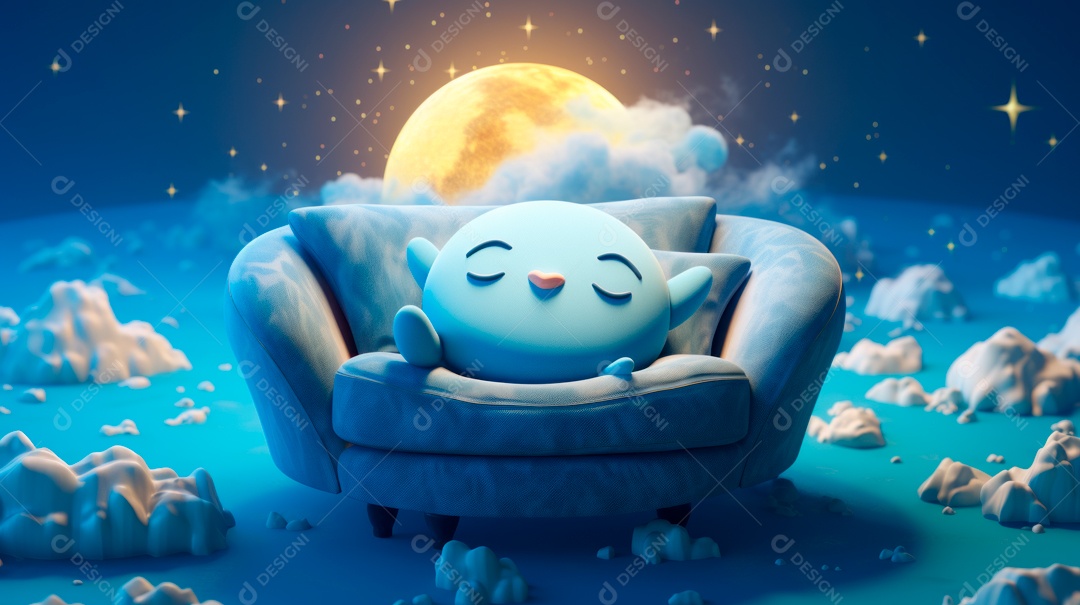 Desenho infantil Dia Mundial do Sono, 15 de março IA generativa.