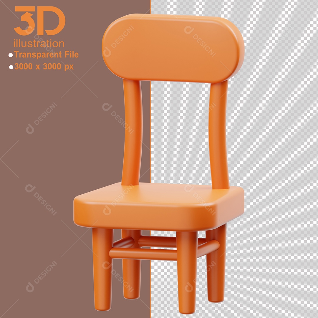 Móvel Cadeira Elemento 3D para Composição PSD