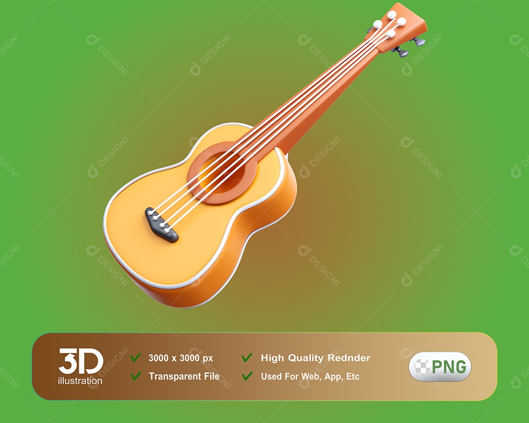 Acampamento Violão Elemento 3D para Composição PSD