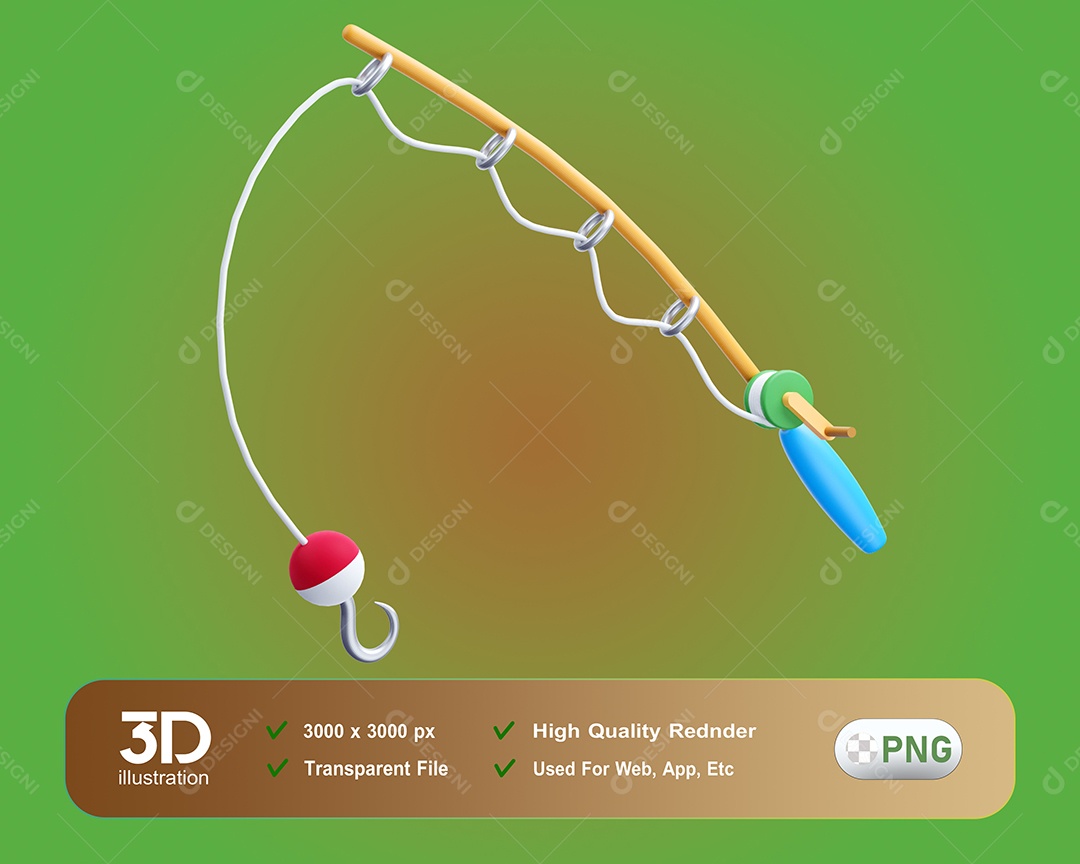 Camping Fishing Rod 3D Element for PSD Composition