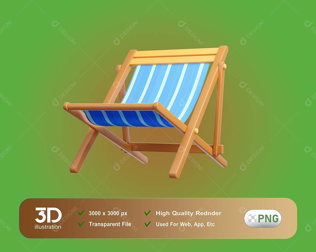 Acampamento Cadeira de Praia Elemento 3D para Composição PSD