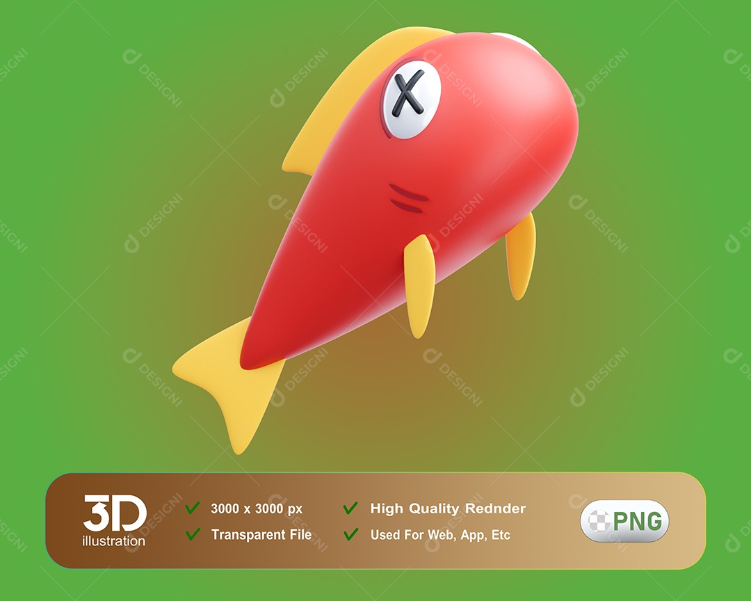 Acampamento Peixe Elemento 3D para Composição PSD