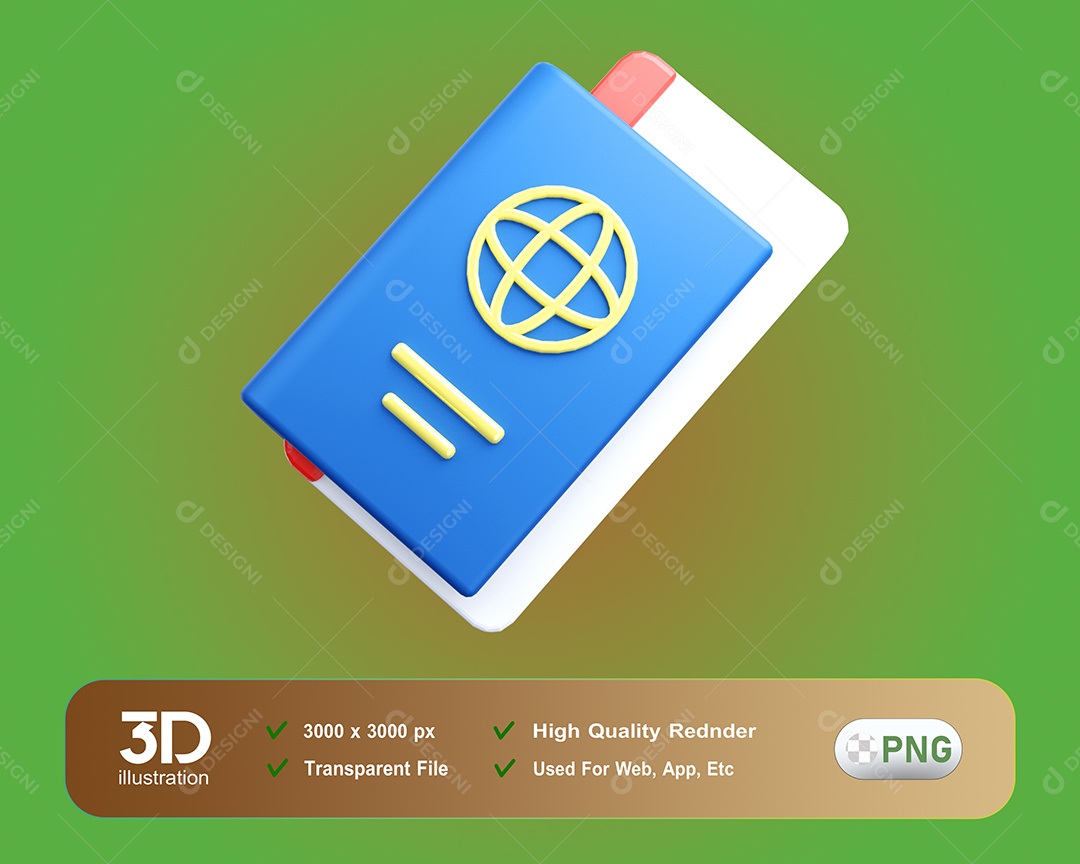 Acampamento Passaporte Elemento 3D para Composição PSD