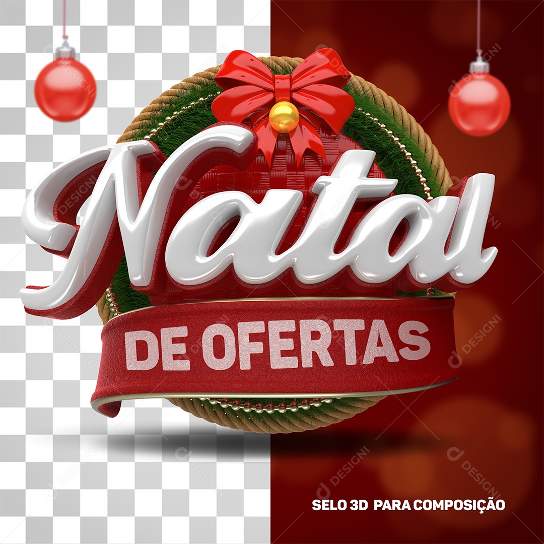 Selo 3D Natal De Ofertas Para Composição PSD