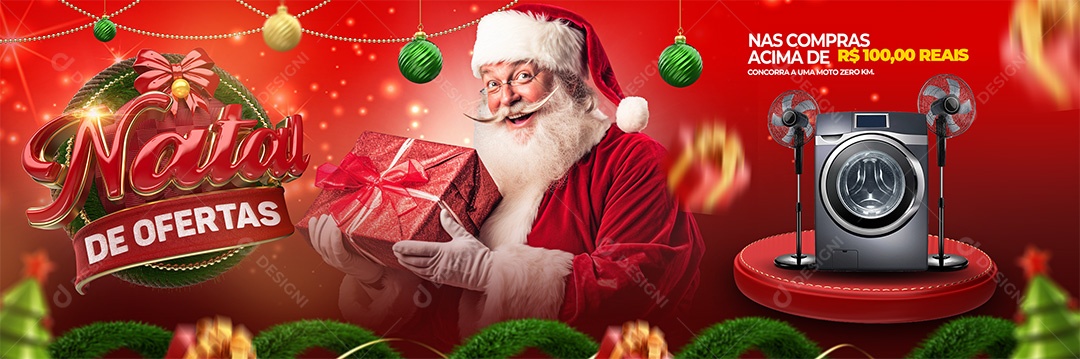 Social Media Banner Natal De Ofertas Eletrodomésticos PSD Editável