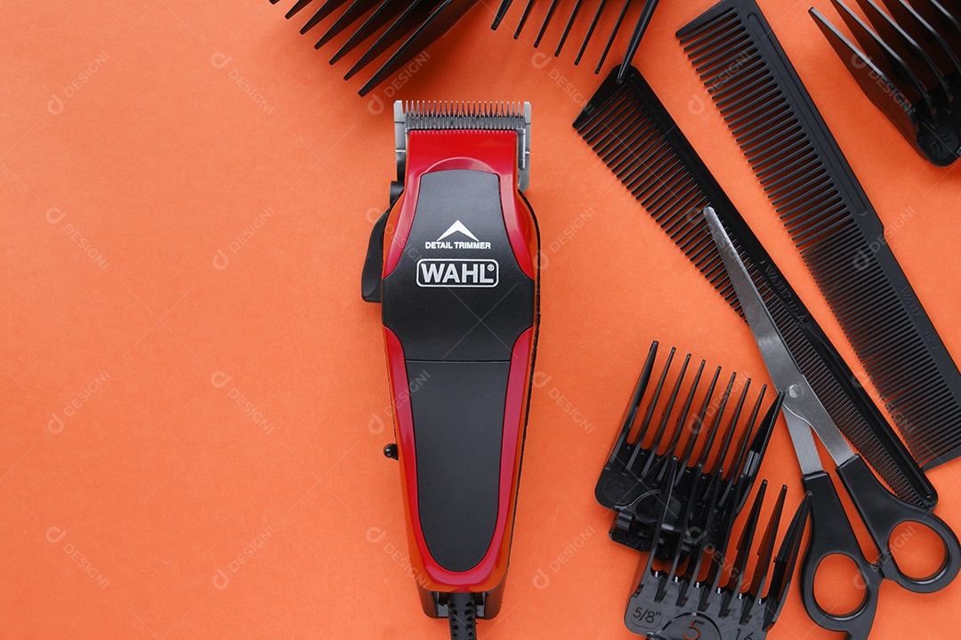 Materiais de trabalho do barbeiro pentes tesoura maquina de cortar cabelo