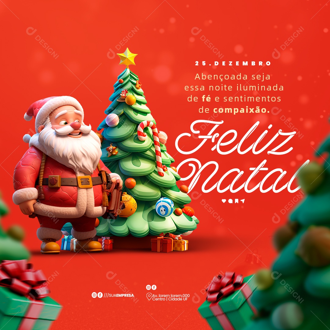 Social Media Feliz Natal 25 De Dezembro Fé e Compaixão PSD Editável