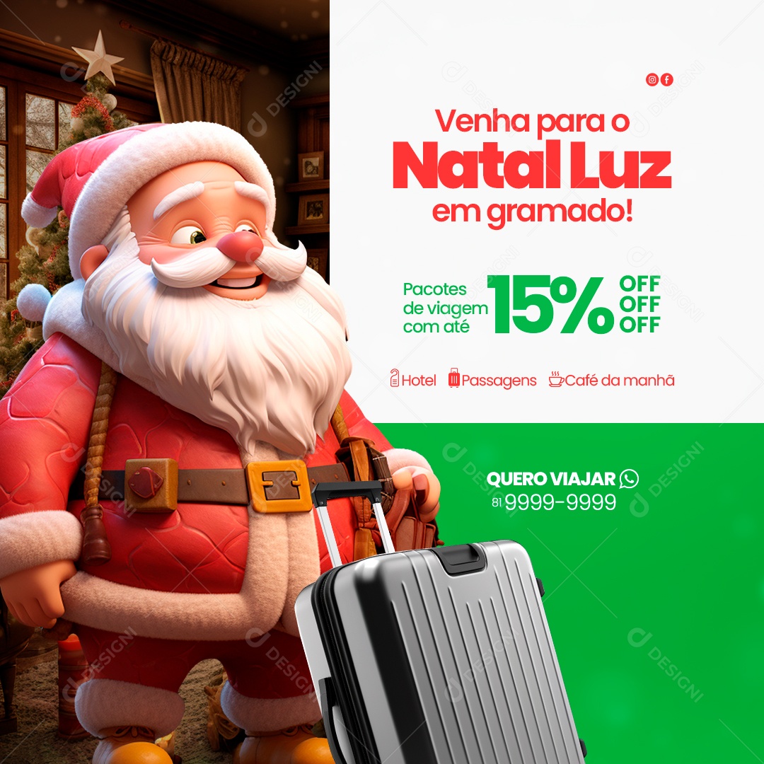 Venha Para o Natal Luz em Gramado Social Media PSD Editável