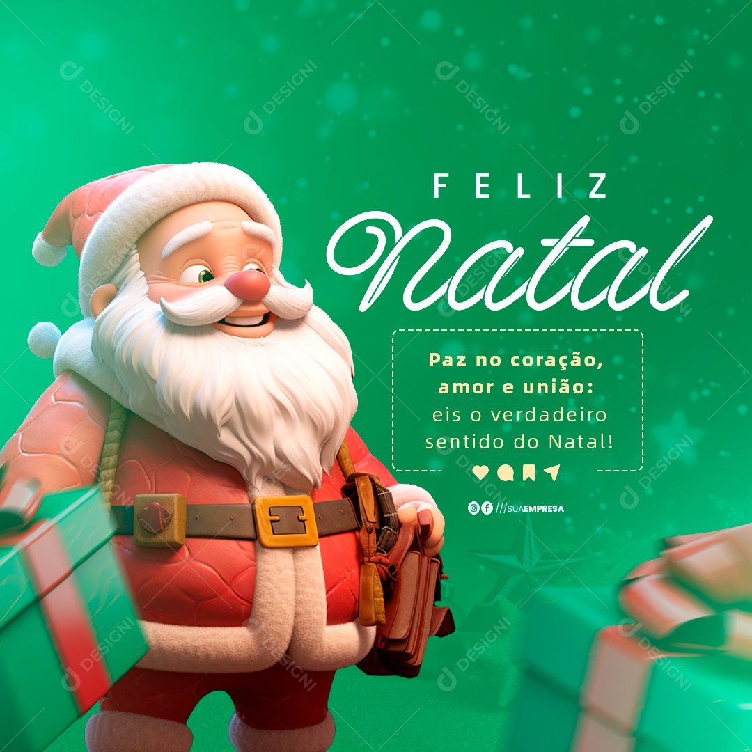 Amor e União Feliz Natal Social Media PSD Editável