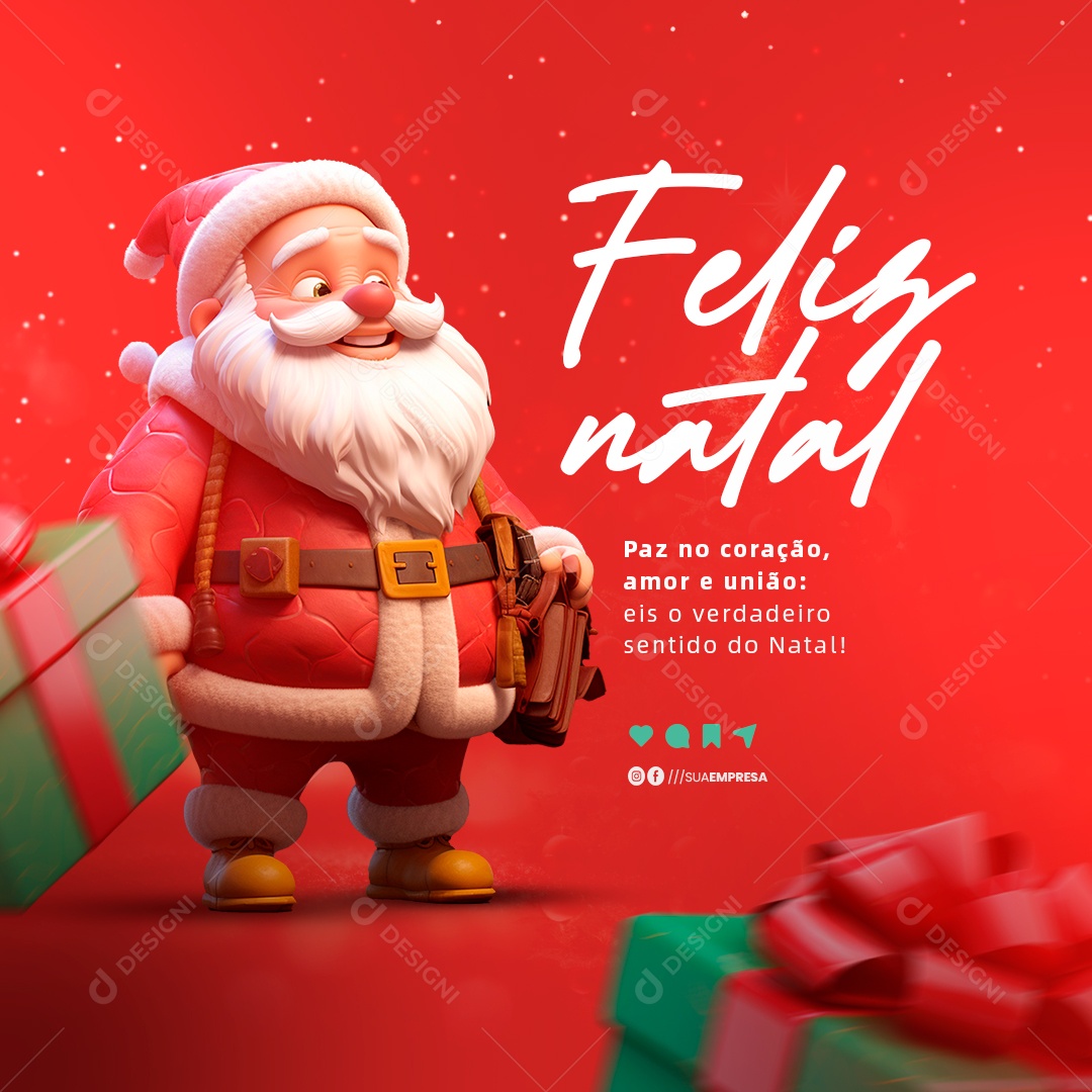 Social Media Feliz Natal Paz no Coração PSD Editável