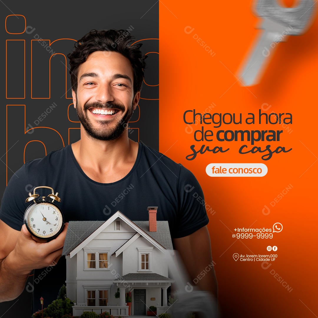 Hora De Comprar Sua Casa Imobiliária Social Media PSD Editável