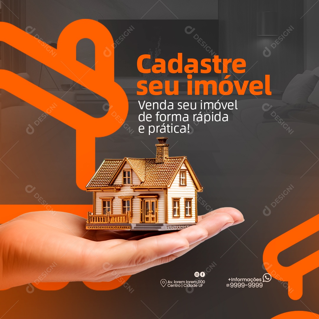 Cadastre Seu Imóvel Forma Rápida Social Media PSD Editável