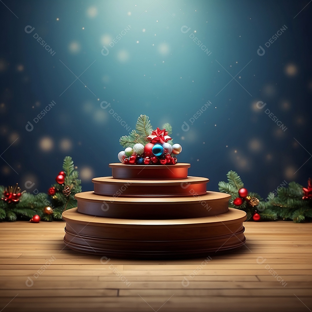 Pódio de natal fundo claro desfocado