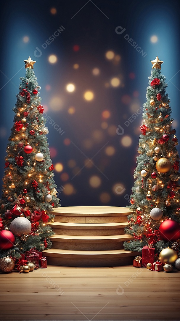 Pódio de natal fundo claro desfocado