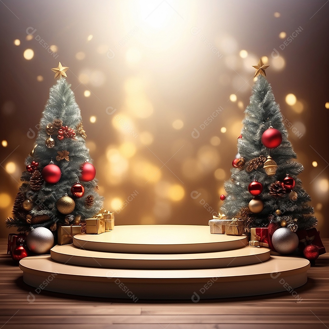 Fundo branco do pódio de natal