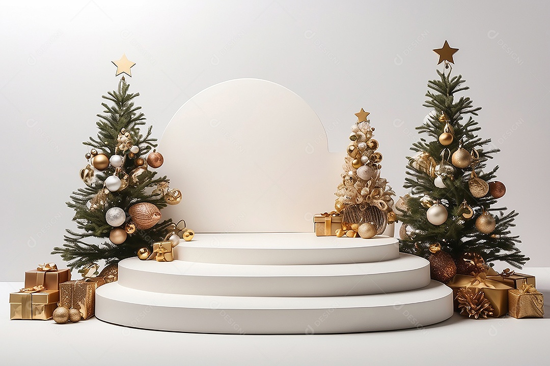 Fundo branco do pódio de natal
