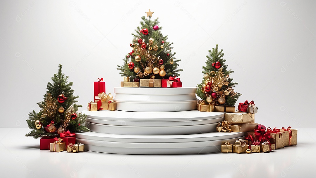 Fundo branco do pódio de natal
