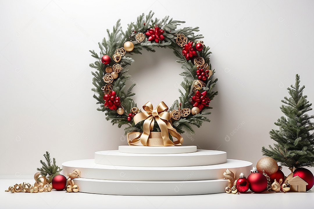 Fundo branco do pódio de natal