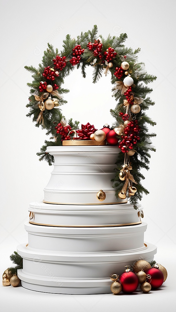 Fundo branco do pódio de natal