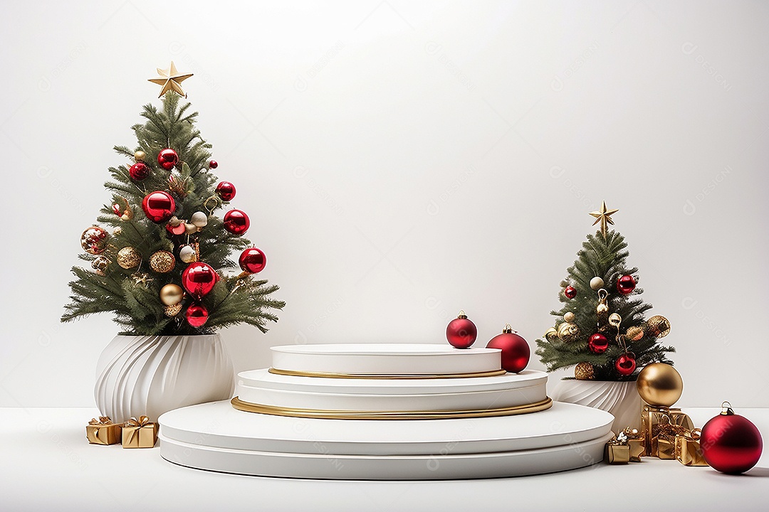 Fundo branco do pódio de natal