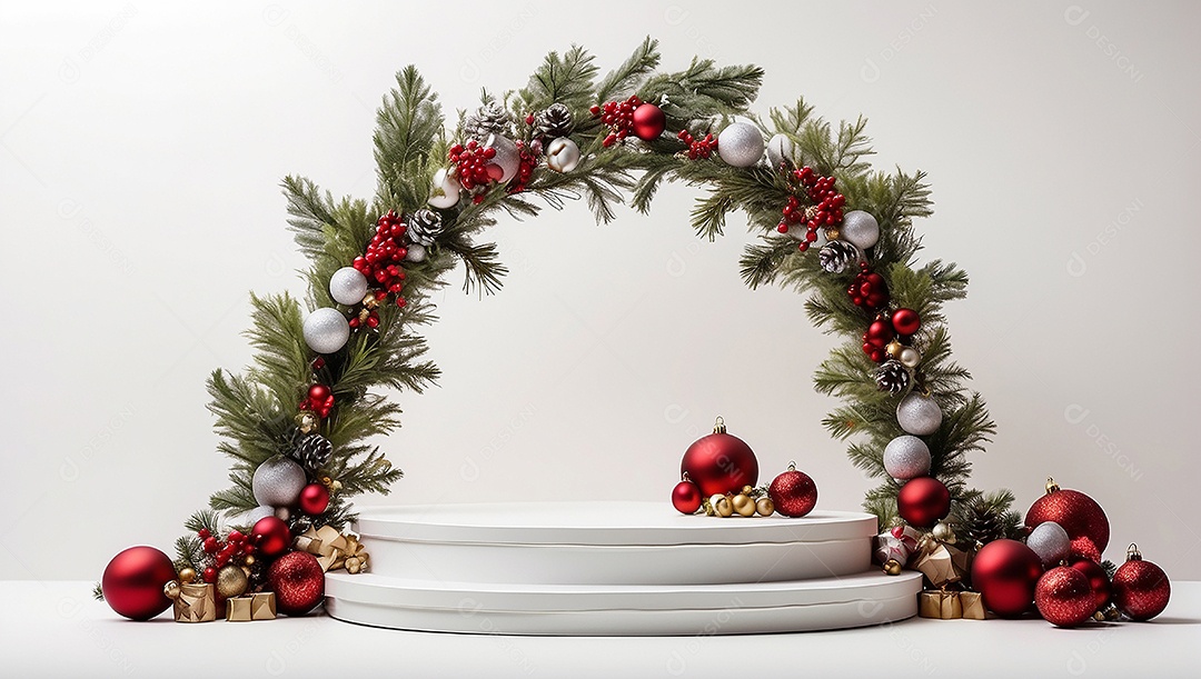 Fundo branco do pódio de natal