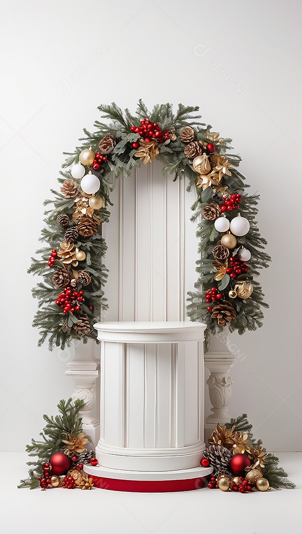 Fundo branco do pódio de natal