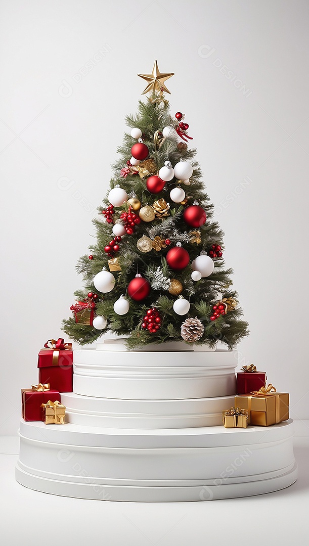 Fundo branco do pódio de natal