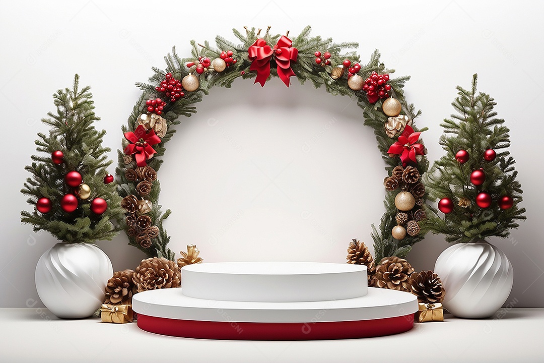 Fundo branco do pódio de natal