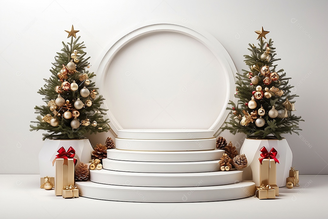 Fundo branco do pódio de natal