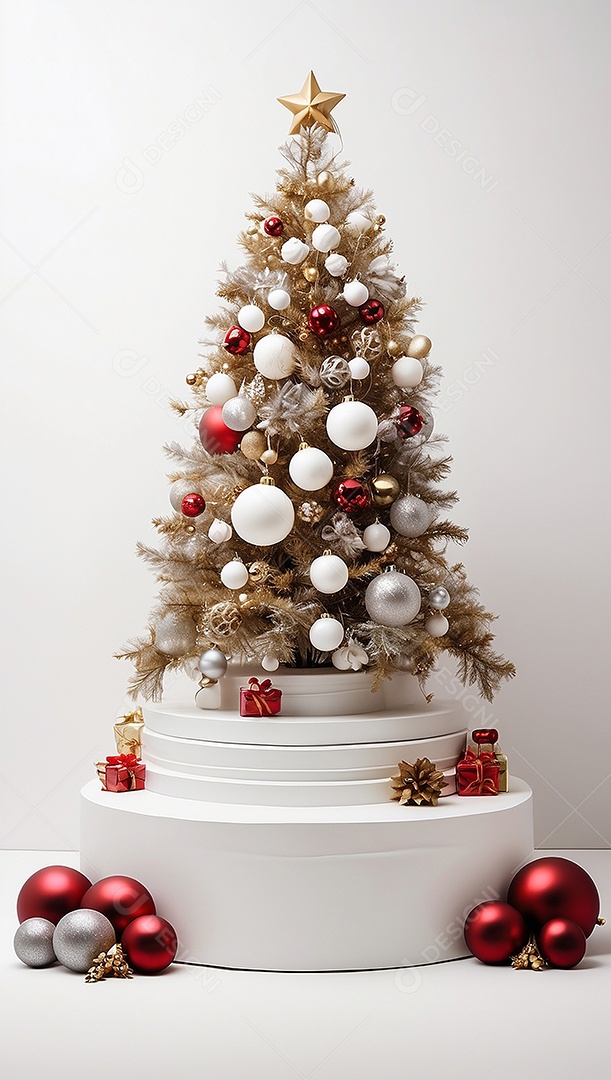 Fundo branco do pódio de natal