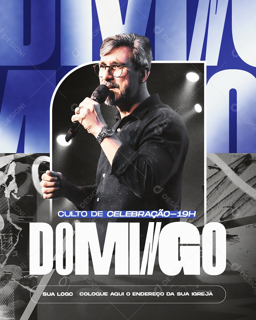 Social Media Flyer Culto De Celebração Domingo PSD Editável