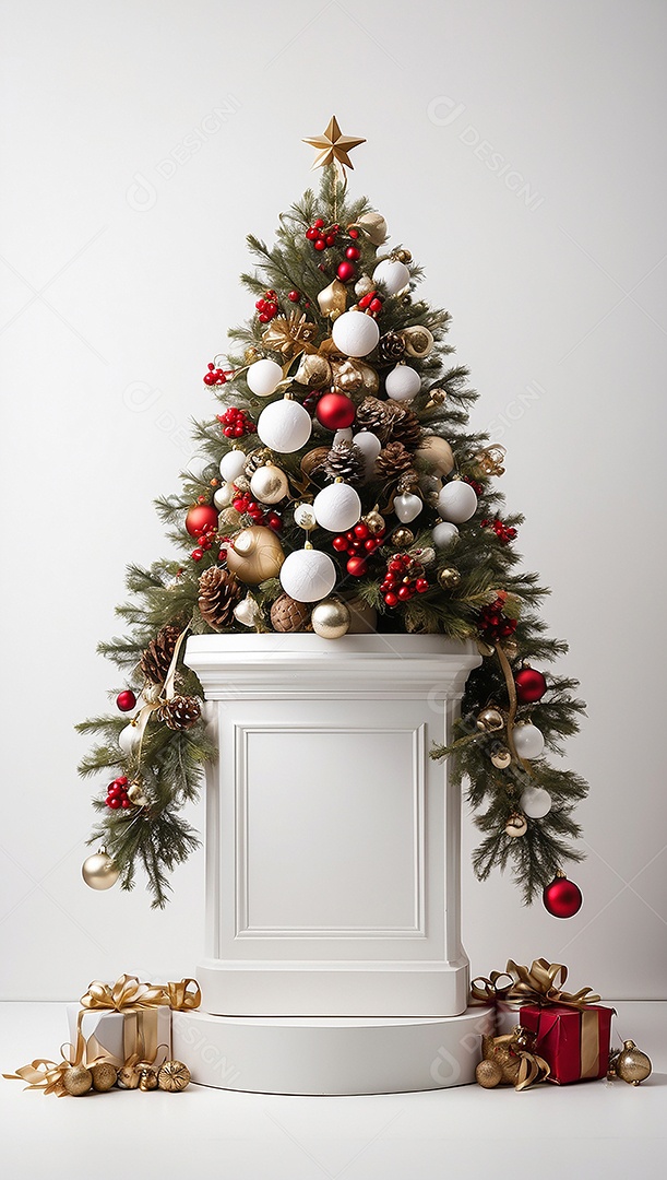 Fundo branco do pódio de natal