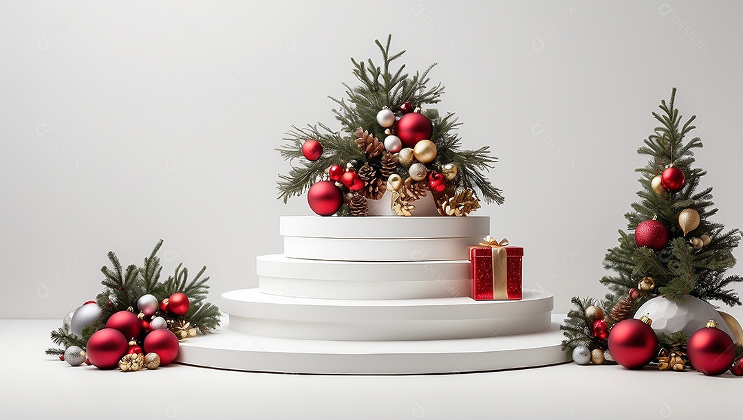 Fundo branco do pódio de natal