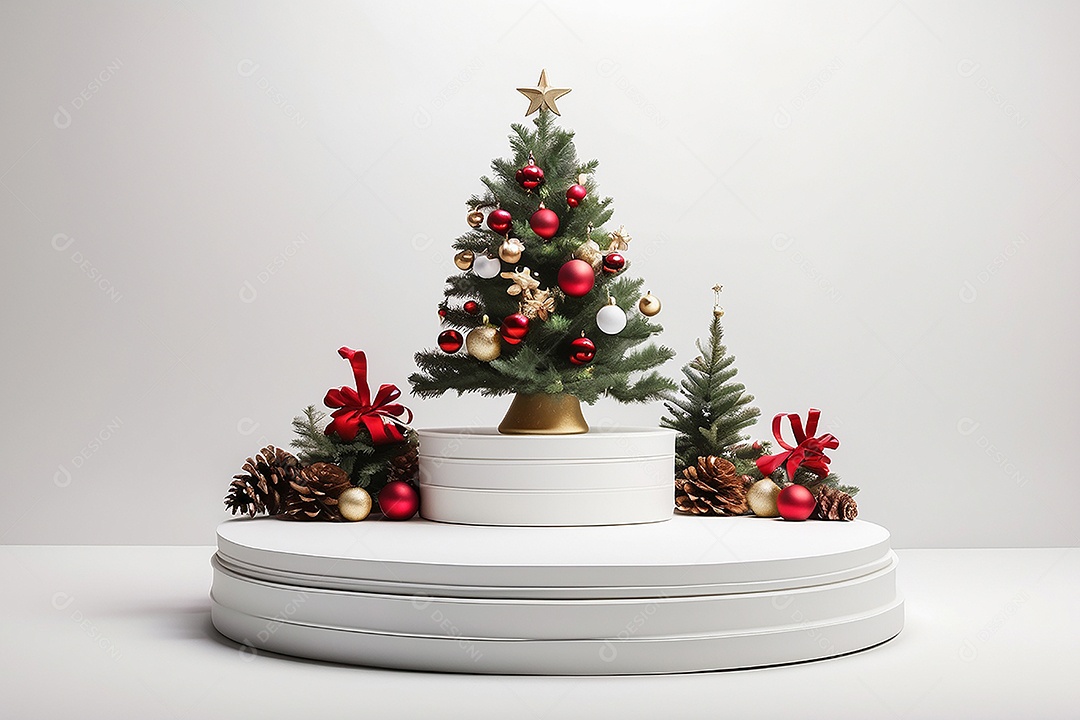 Fundo branco do pódio de natal