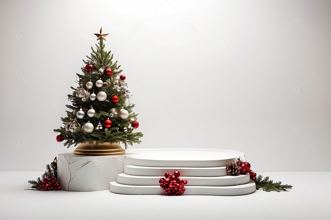 Fundo branco do pódio de natal