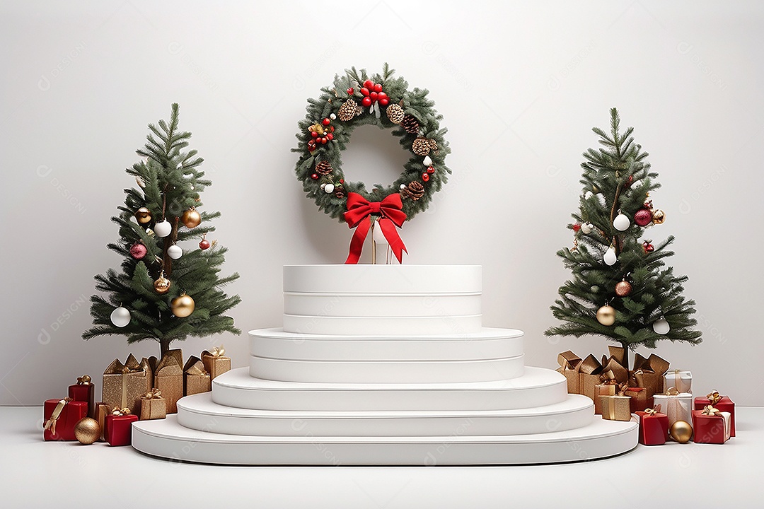 Fundo branco do pódio de natal
