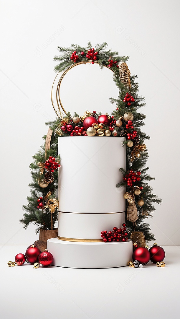 Fundo branco do pódio de natal