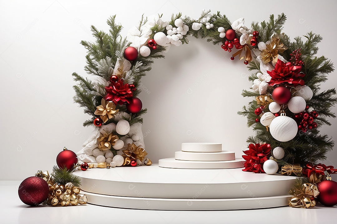 Fundo branco do pódio de natal