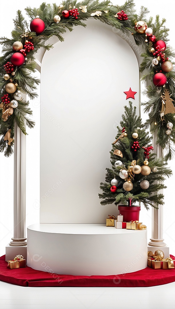 Fundo branco do pódio de natal
