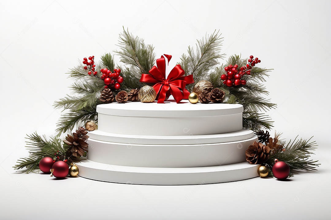 Fundo branco do pódio de natal