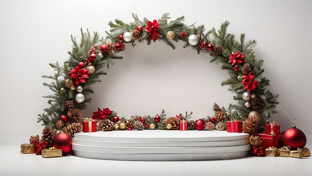 Fundo branco do pódio de natal