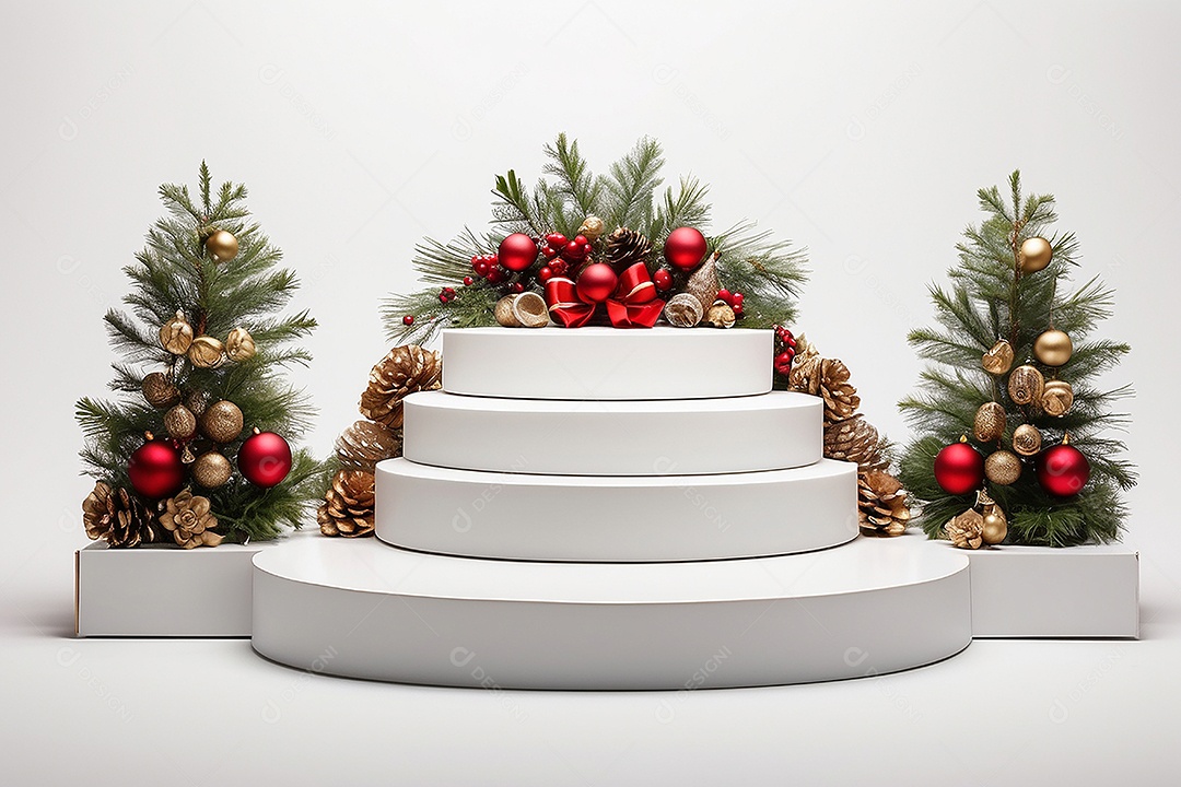 Fundo branco do pódio de natal