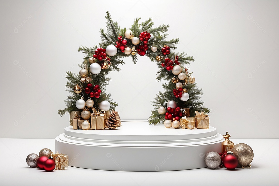 Fundo branco do pódio de natal