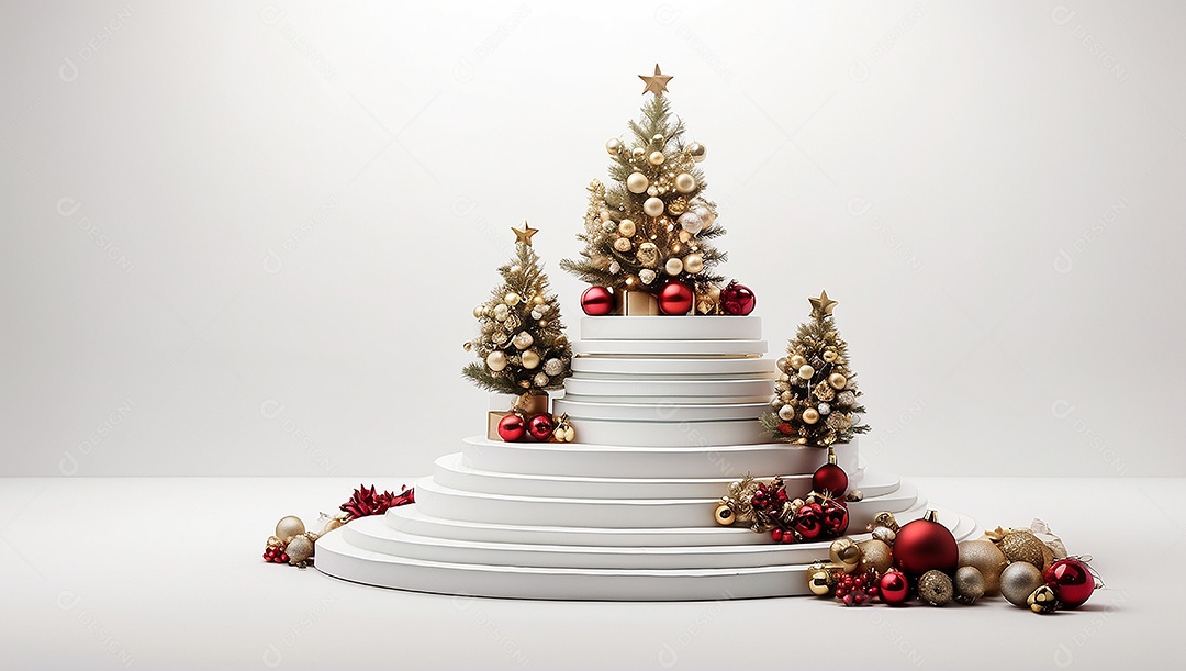 Fundo branco do pódio de natal