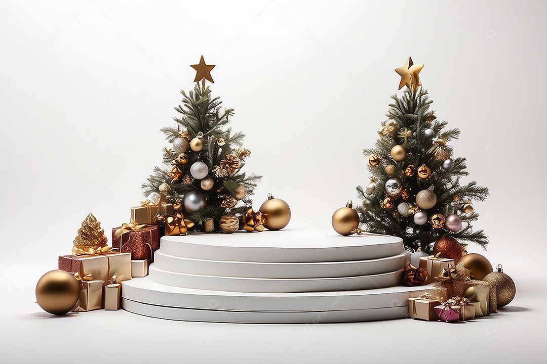 Fundo branco do pódio de natal
