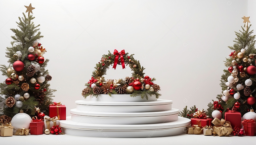 Fundo branco do pódio de natal