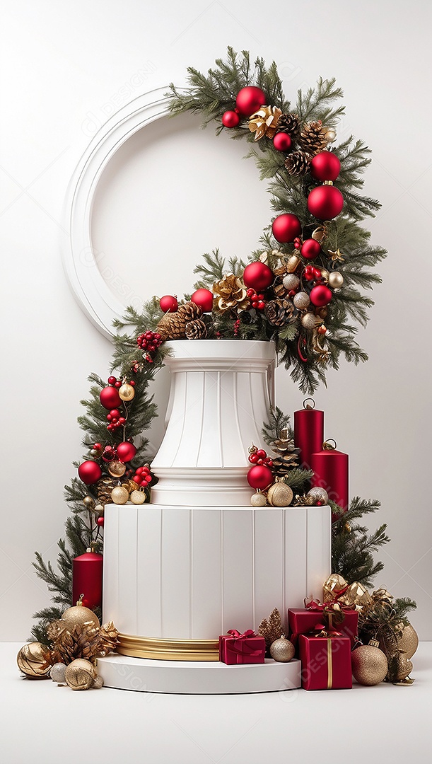 Fundo branco do pódio de natal