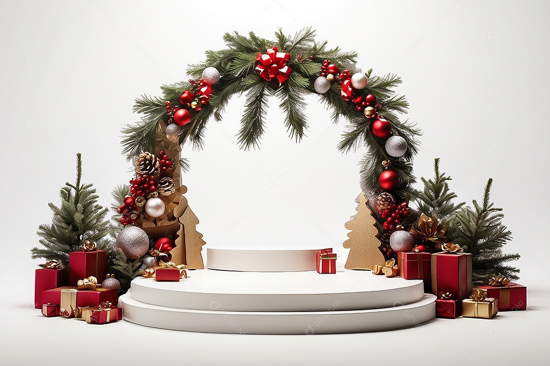 Fundo branco do pódio de natal
