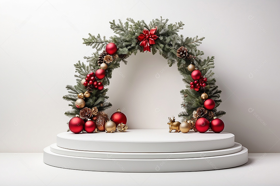 Fundo branco do pódio de natal